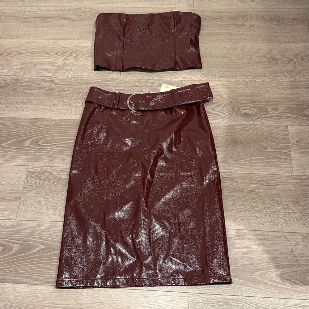 BNWT Peppermayo Wynnie Faux Leather Midi Skirt Size 8 - Picture 3 of 5